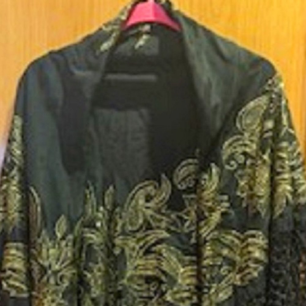 Vintage Mary Mcfadden Square Black/Gold Piano Shawl Tassel Fringe 41"x41"